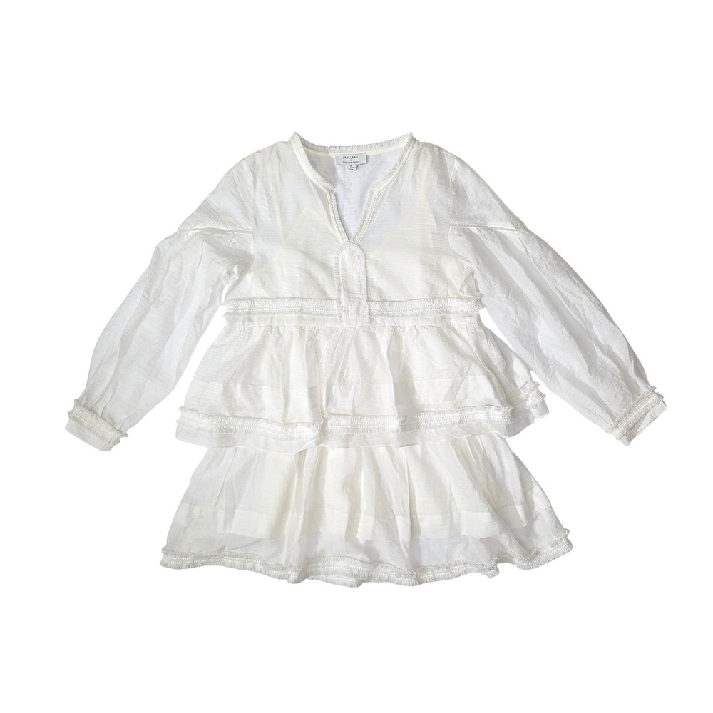 Labelrail x Collyer Twins White Tiered Boho Mini Dress Size 10 - Picture 2 of 16